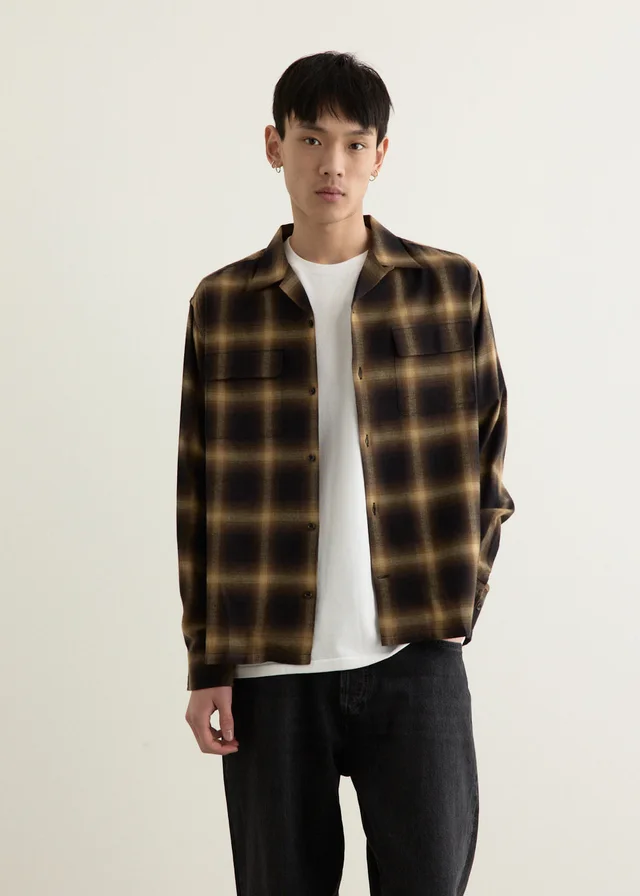 Saturdays NYC Marco Ombre Check Long Sleeve Shirt in Beige from Incu, photo 1 of 1