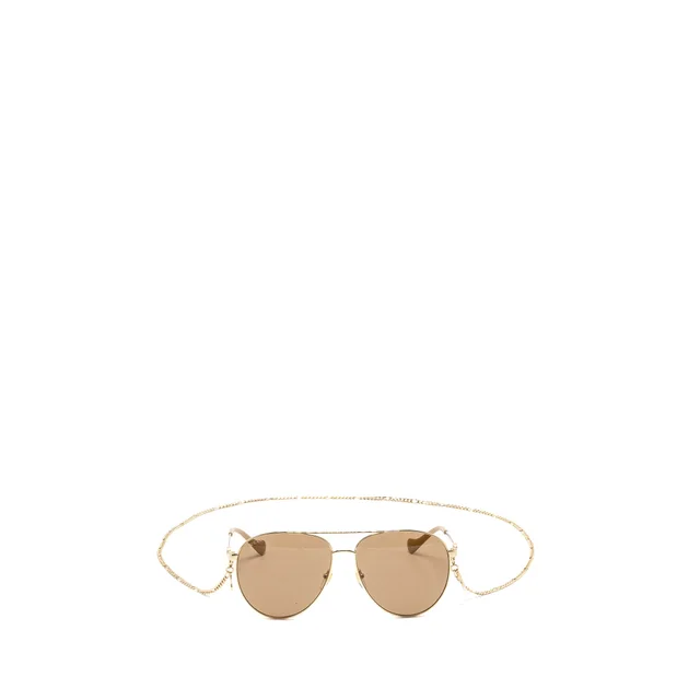 Gucci Interlocking G Sunglasses with Chain Beige Gold Tone in Beige from EMIER