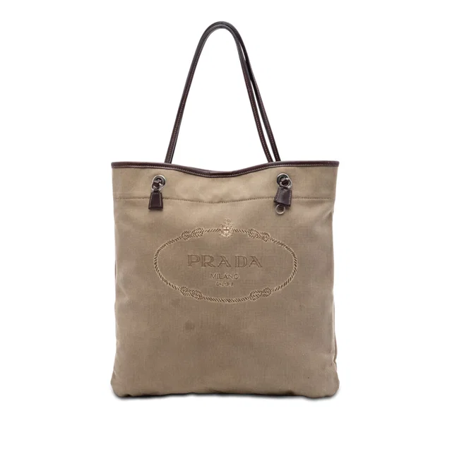 Brown Prada Canvas Canapa Logo Tote in Brown Canvas from Designer Revival