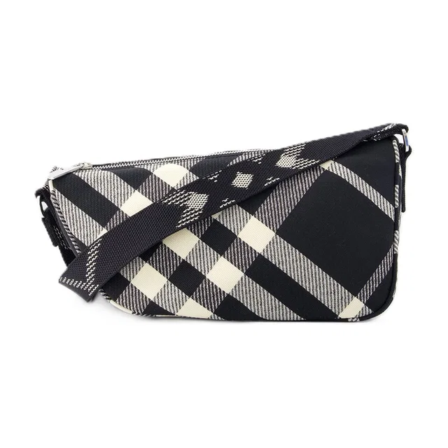 Burberry Shield Messenger Crossbody Bag — Black Synthetic in Black Woven leather from HEWI