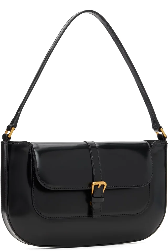 BY FAR Black Miranda Semi Patent Leather Shoulder Bag, photo 2 of 4 from SSENSE