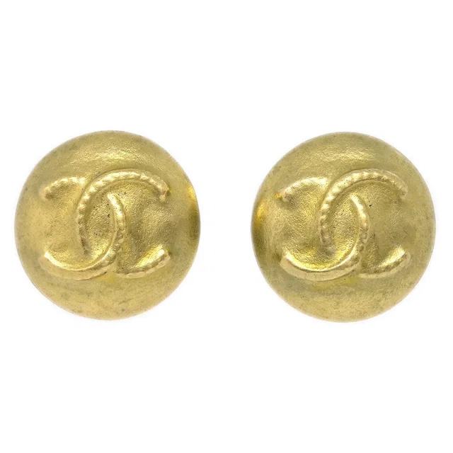 Chanel 1995 Button Earrings Clip-On Gold in Gold from AMORE Vintage Tokyo