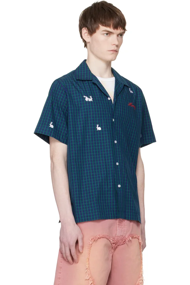 Carne Bollente Blue 'Check Me Out' Shirt, photo 2 of 4 from SSENSE