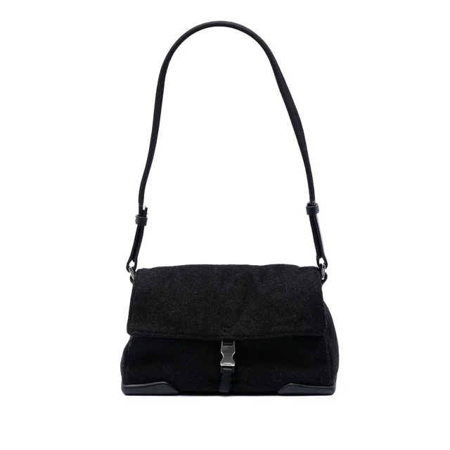 Black Prada Wool Sports Line Shoulder Bag in Black Wool from Designer Revival