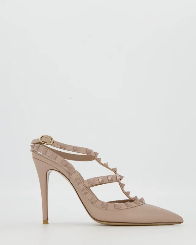 Valentino Garavani Beige Rockstud Pointed Heels Size EU 37 in Beige Leather from Sellier