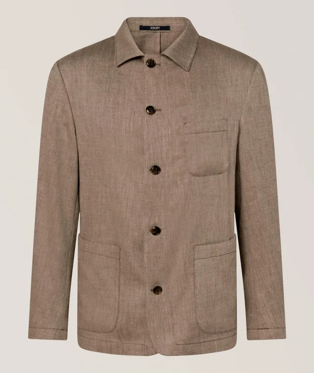 Linen-Blend Overshirt in Mid Brown, image 1 of 1 from Harry Rosen