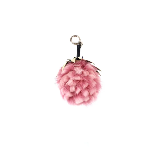 Fendi Mink/Leather Pineapple Bag Charm in Pink Leather from The Purse Affair