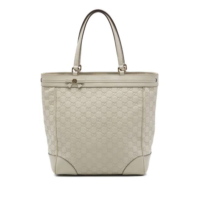 White Gucci Guccissima Mayfair Tote in White Leather from Designer Revival