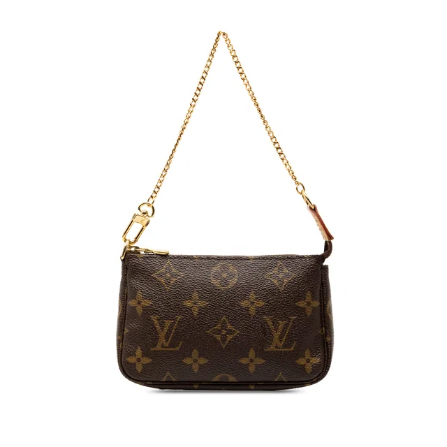 Brown Louis Vuitton Monogram Mini Pochette Accessoires Handbag in Brown Coated canvas from Designer Revival