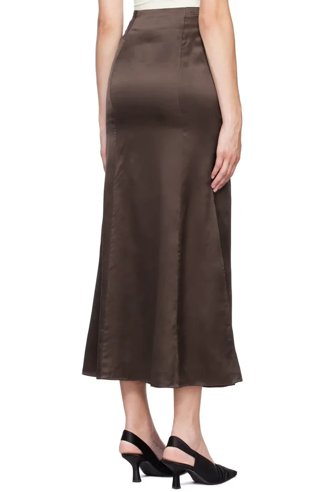 BITE Brown Organic Silk Maxi Skirt, photo 3 of 4 from SSENSE
