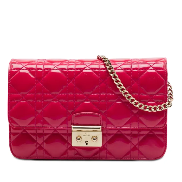Pink Dior Patent Cannage Miss Dior Promenade Crossbody in Pink Patent leather from Designer Revival