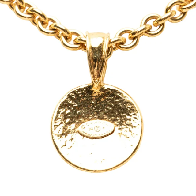 Gold Chanel CC Gold Plated Round Pendant Necklace in Gold from Designer Revival, photo 2 of 2