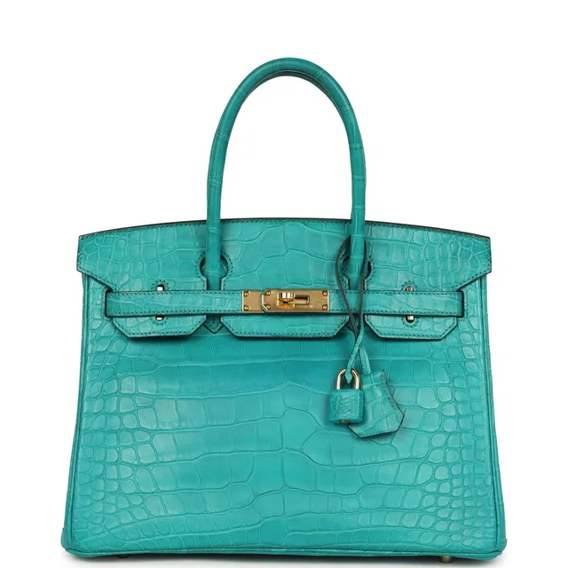 Hermès Birkin 30 Bleu Paon Matte Alligator Gold Hardware in Blue Crocodile from Madison Avenue Couture