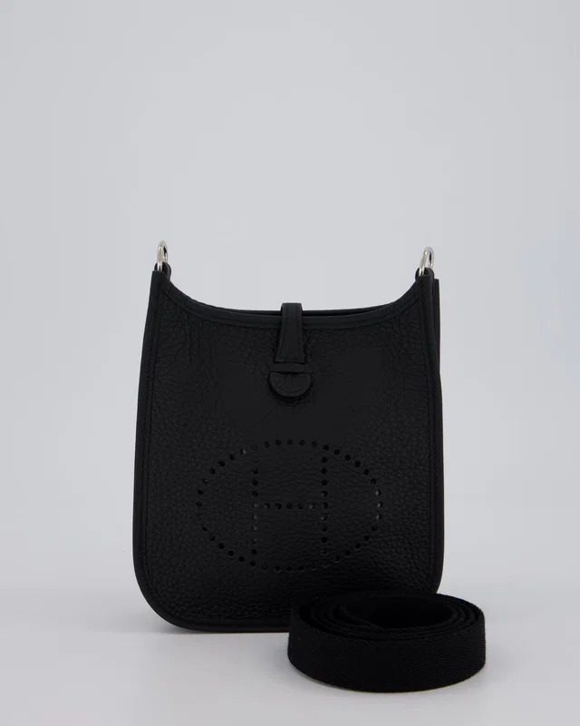 Hermès Mini Evelyne 16 Bag in Black Clemence leather from Sellier