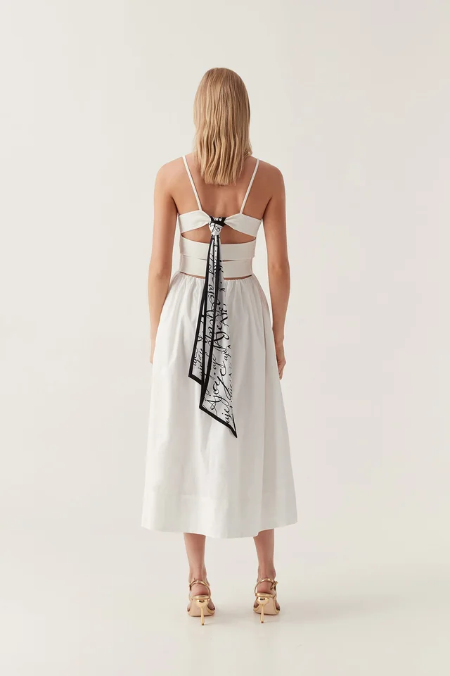 AJE Danica Tie Back Midi Dress in White from Aje, photo 1 of 1