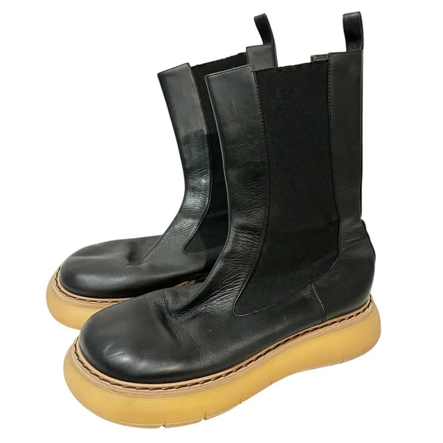 Khaite Black Leather Bleecker Chelsea Boots Rubber Sole Pull On Size 40/10 in black|brown|neutral Leather from Poshmark