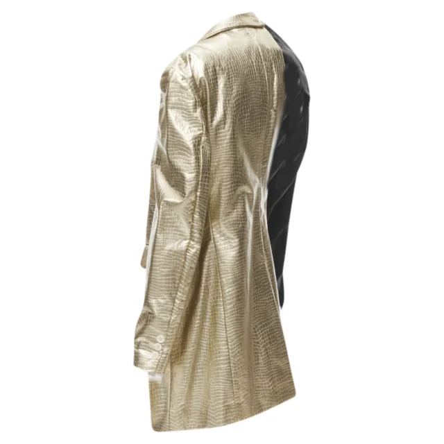 Comme des Garcons gold pleated harness tie open jacket in gold, photo 6 of 6 from ShopSimon