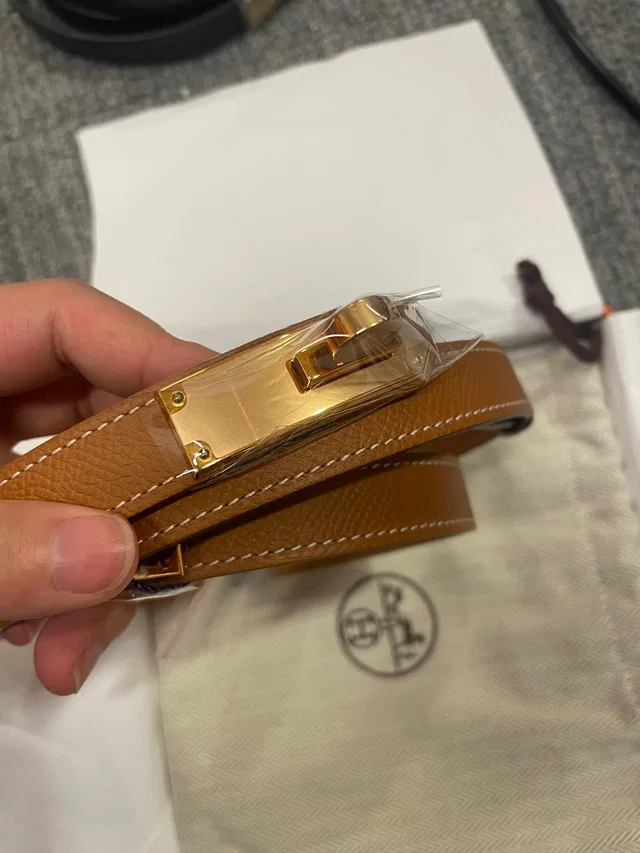 Hermès Kelly Belt Brown & gold in Brown from Luxury Promise