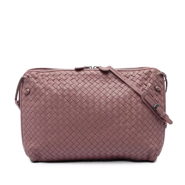 Pink Bottega Veneta Large Nappa Intrecciato Nodini Crossbody in Pink Nappa leather from Designer Revival