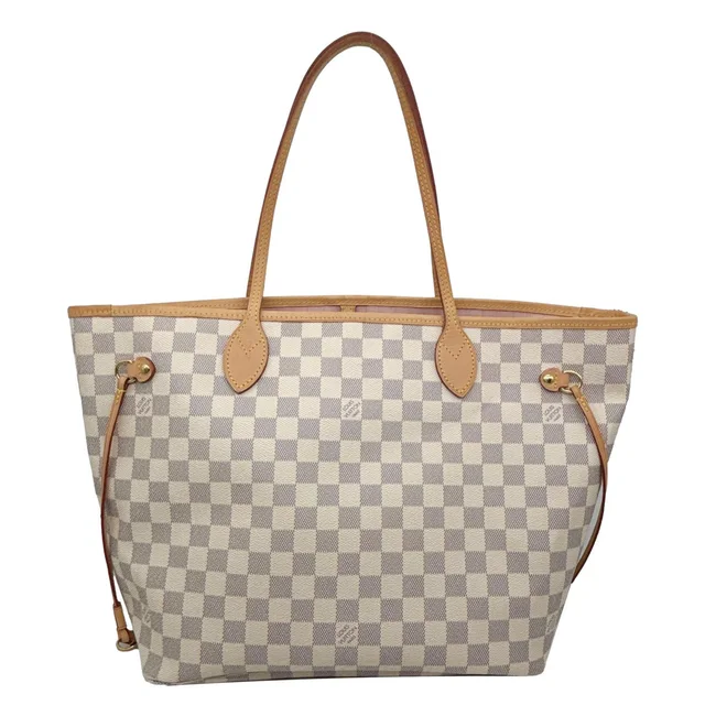 Louis Vuitton Neverfull MM Damier Azur Tote Bag White in White Canvas from Dallas Designer Handbags