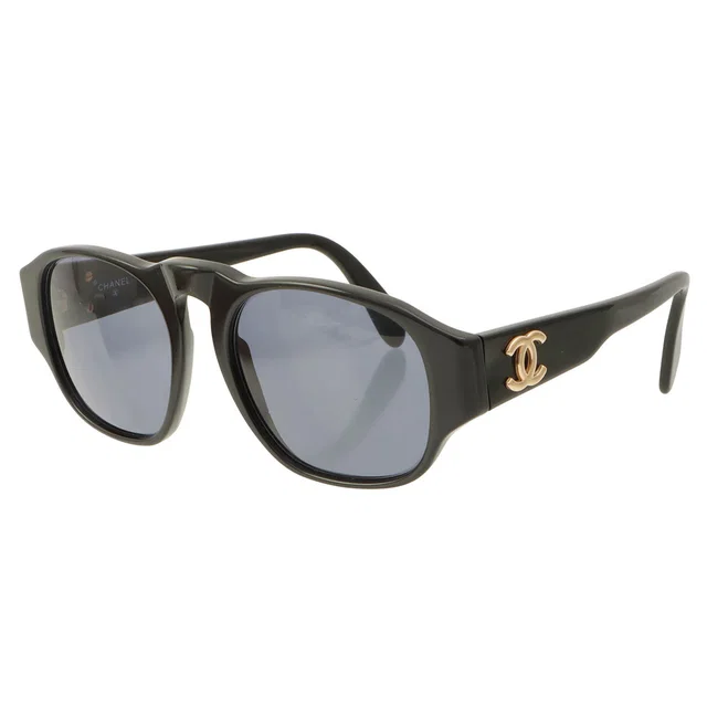 Chanel Side CC logo plate sunglasses, black from VINTAGE QOO TOKYO