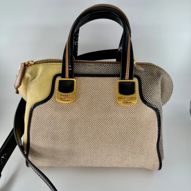 Fendi Cream and Yellow Satchel Bag in White from SparklesnDreams
