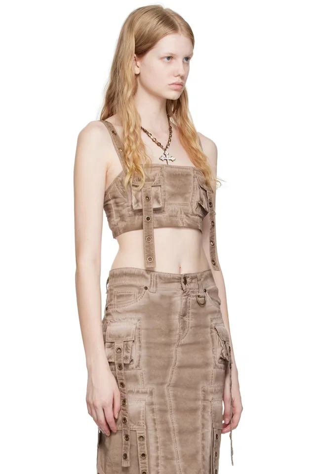 Blumarine Brown Cargo Pocket Tank Top, photo 2 of 4 from SSENSE