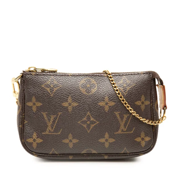 Brown Louis Vuitton Monogram Mini Pochette Accessoires Handbag in Brown Coated canvas from Designer Revival