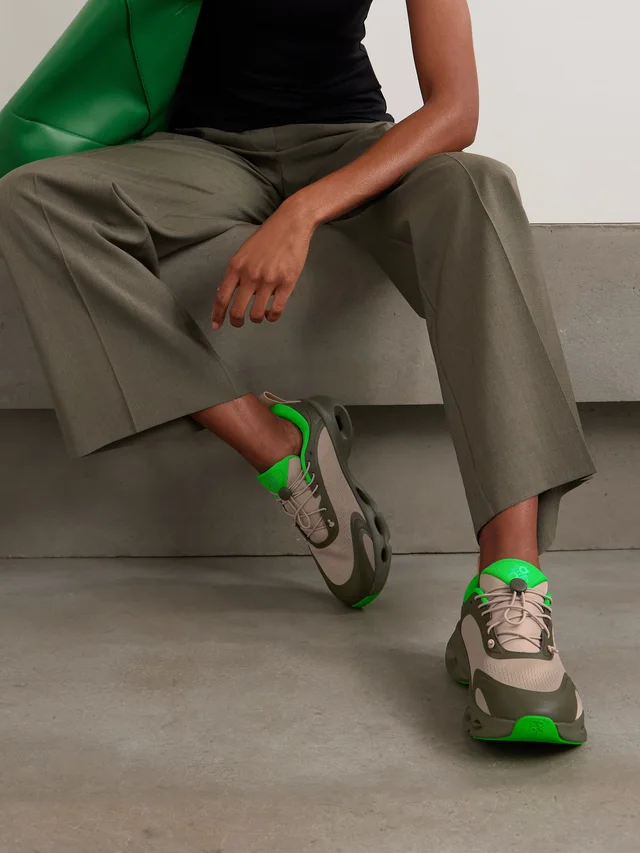 LOEWE + ON Cloud rubber-trimmed recycled-mesh sneakers in Green, photo 2 of 2 from NET-A-PORTER (Canada)