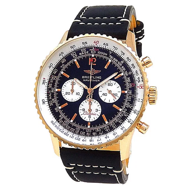 Breitling Navitimer Chronograph Automatic Black Dial Mens Watch H30330 in black|gold|pink Leather from Jomashop.com