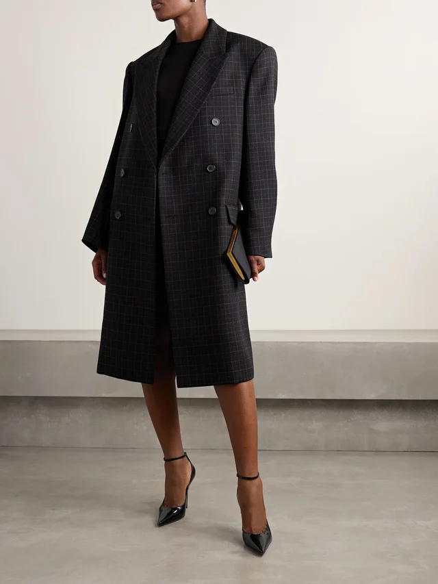 WARDROBE.NYC Double-breasted checked wool coat in Black, photo 2 of 2 from NET-A-PORTER (Canada)