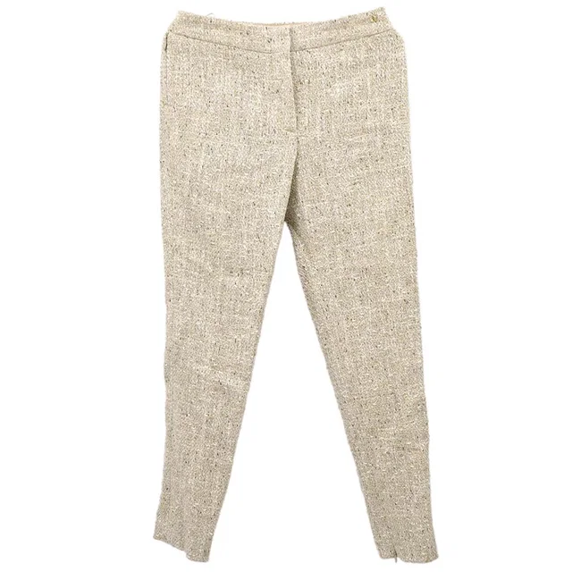 Chanel 2003 Long Pants Tweed Beige #36 in Beige Tweed from AMORE Vintage Tokyo