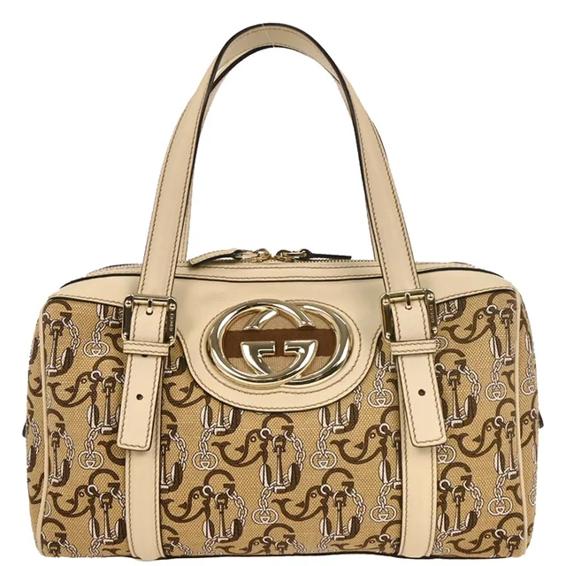 Gucci Beige Canvas Interlocking Handbag in Beige Canvas from AMORE Vintage Tokyo