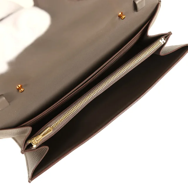 Hermès Constance Wallet To Go Etain Epsom Rose Gold Hardware in Grey Epsom from Madison Avenue Couture, photo 8 of 10