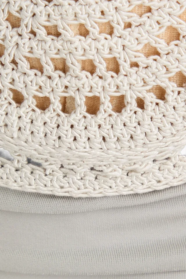 Magda Butrym Crochet-Paneled Ruched Jersey Mini Dress in Light gray, photo 4 of 8 from THE OUTNET