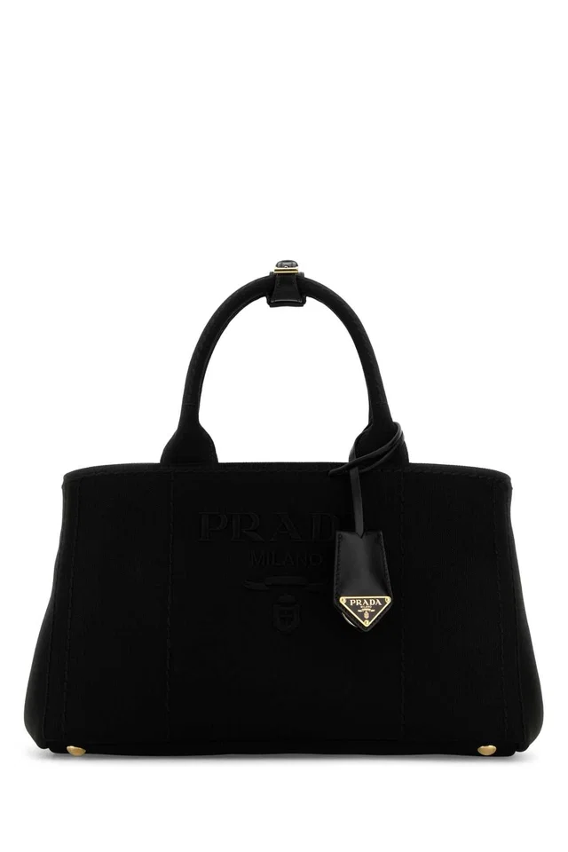 Prada Textured Canvas Tote Bag — Black in Black Canvas from HEWI