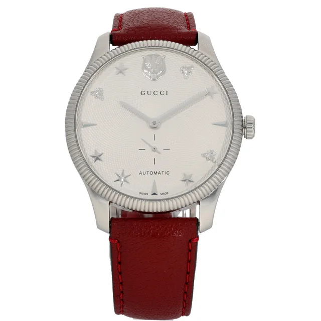 Gucci G-Timeless 126.3 40mm Stainless Steel Watch in Leather from H&T