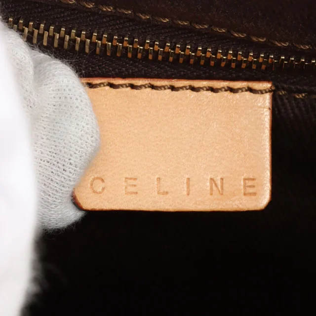 Celine Macadam Pattern Logo Plate Shoulder Bag Brown in Brown from VINTAGE QOO TOKYO, photo 6 of 14