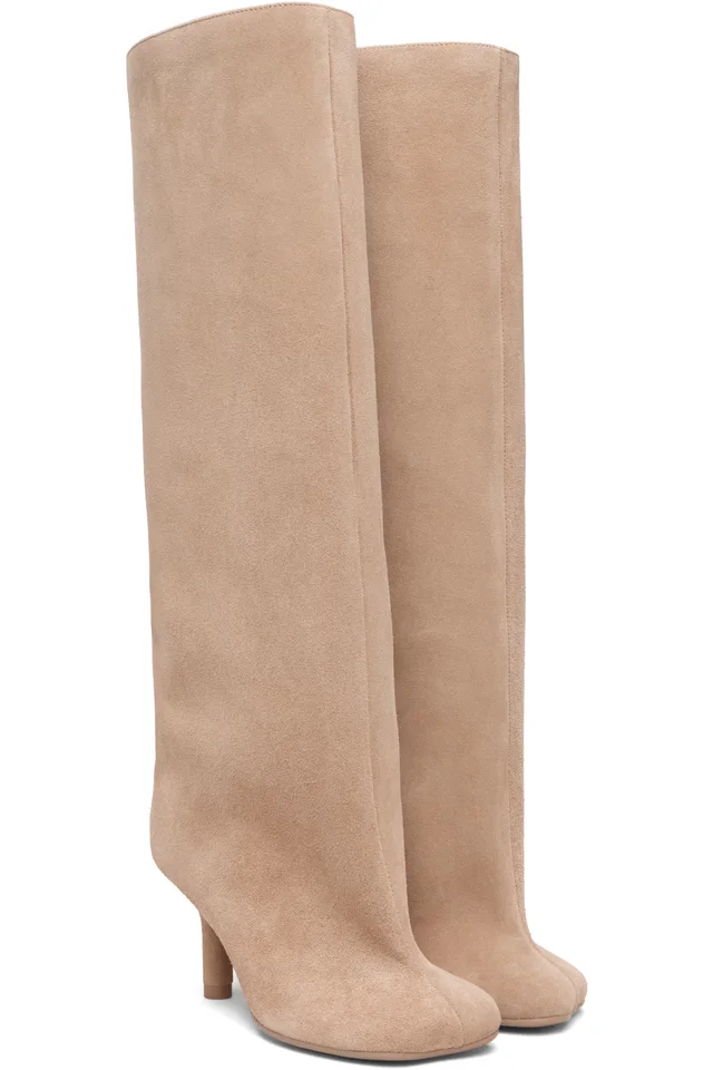 MM6 Maison Margiela Beige Anatomic Tall Boots, photo 4 of 5 from SSENSE