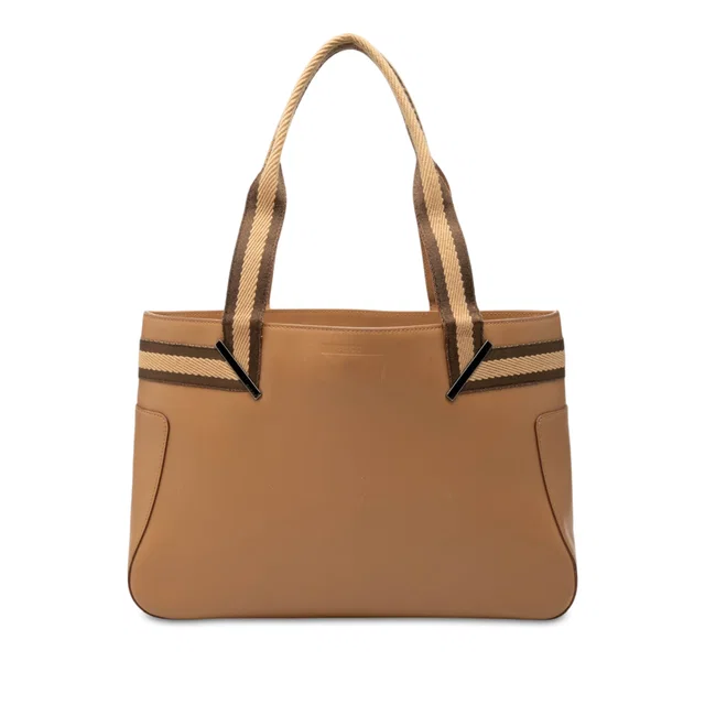 Brown Gucci Calfskin Web Handbag in Brown Calfskin from Designer Revival