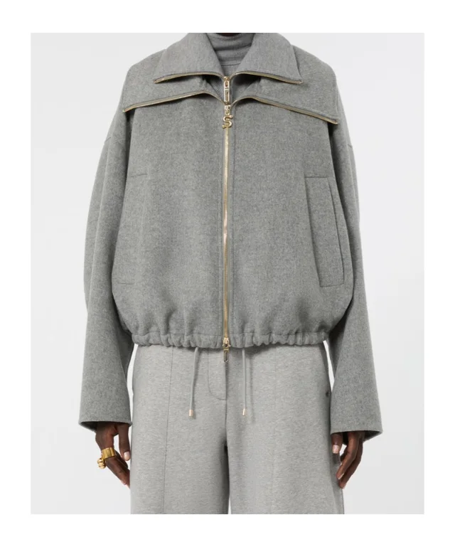 Sportmax Pure wool bomber jacket with removable bib - Medium grey, photo 3 of 6 from SENSER