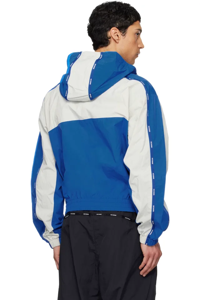 We11done Blue & Gray Logo Tape Track Jacket, photo 3 of 4 from SSENSE