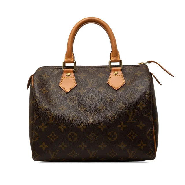 Brown Louis Vuitton Monogram Speedy 25 Boston Bag in Brown Coated canvas from Designer Revival
