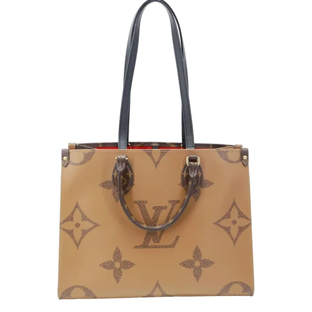 Louis Vuitton Onthego MM Reverse Monogram Giant Canvas Tote Bag Brown in Brown Canvas from Dallas Designer Handbags