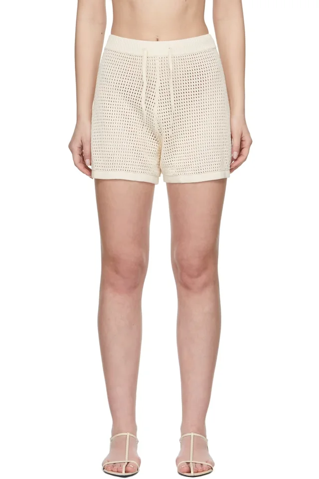 Nanushka Off-White Crocheted Fico Shorts, image 1 of 1 from SSENSE