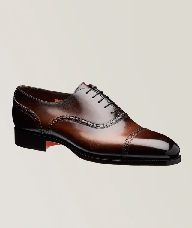 Burnished Leather Pick Stitch Oxfords in Brown, image 1 of 1 from Harry Rosen
