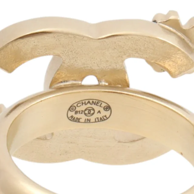 Chanel 2012 Clover CC Mark Ring #50 Gold/Black in Black from VINTAGE QOO TOKYO, photo 4 of 5
