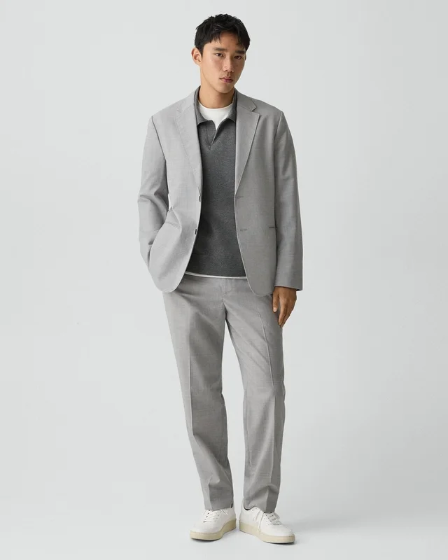 Theory Clinton Blazer in Motion Wool in VAPOR MELANGE 54% Virgin Wool, 25% Recycled Polyester, 20% Polyester, 1% Spandex, photo 13 of 14 from Theory