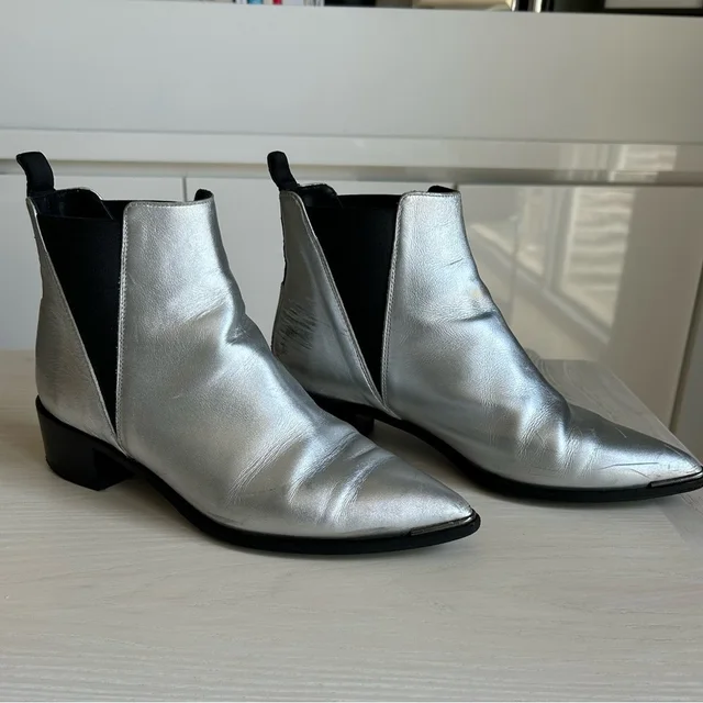 Acne Studios Studio Jensen Alu Silver Metallic Boot Leather Booties Womens Shoe Eur 38 in silver|gray Leather from Poshmark
