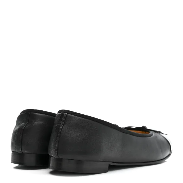Chanel Patent Cap Toe Ballerina Flats 39.5 Black in Black Lambskin from FASHIONPHILE, photo 5 of 18
